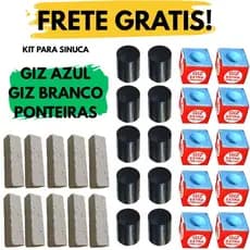 Kit Para Taco de Sinuca Bilhar 10 Ponteiras Virola Rista + 10 Giz Azul 7 Belo Comum Bar + 10 Giz Branco