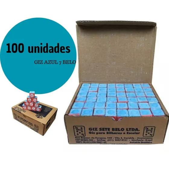 Giz Azul Bilhar Sinuca Bar Snooker Comum 7 Belo 100 Unidades Kit Para Taco Sola Ponteira Ponta