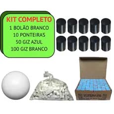 GIZ AZUL GIZ BRANCO PARA SINUCA PONTEIRA TACO SINUCA BILHAR BOLAO BRANCO KIT