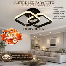 Lustre De Teto Led Para Banheiro Preto Branco Bivolt 24x20x12,5cm
