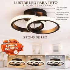 Lustre Luminaria Teto Led Moderno 3 cores Redondo 25x10x19cm