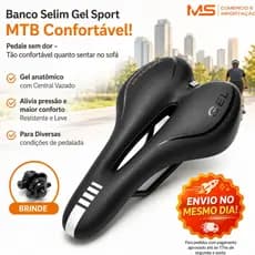 Selim Banco Gel Bicicleta Bike MTB Sport Vazado 275 X 155mm Anti-prostático