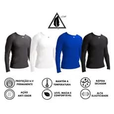 Camisa Térmica Proteção UV Segunda Pele Alta Compressão Tamanho Normal e Plus Size Manga Longa Kit Com 2 Unidades Kanxa