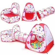 Tenda Tunel 3x1 Toca Barraca com Piscina Para Bolinhas e Cesta Basquete Playground