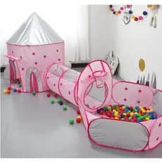 Tenda Toca Barraca Infantil Tunel 3x1com Piscina para Bolinhas Princesas Astronaltas com  Cesta Basquete Brinquedo
