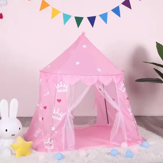 Tenda Castelo Túnel Barraca Infantil 3 em 1 cesta brincadeira da princesa
