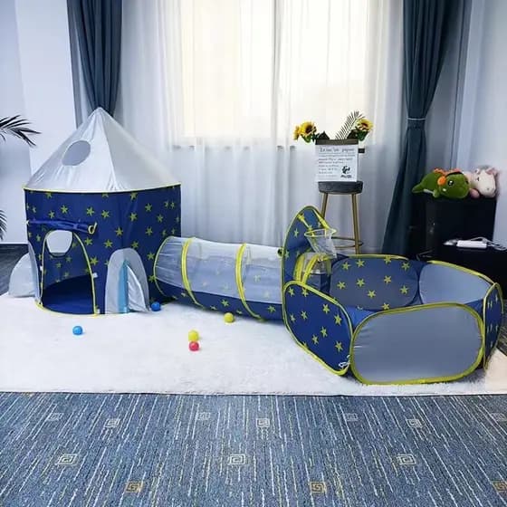 Tenda Castelo Túnel Barraca Infantil 3 em 1-cesta brincadeira da princesa 4em1 5em1
