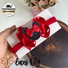 Laço Minnie Vermelha cabelo Infantil Faixinha Temática Confortável Bebês Meninas Festas acessório confortável vestido