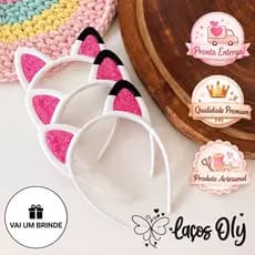 Tiara cabelo Infantil Casa Mágica da Gabby Orelhinhas Gatinho Glitter Fantasia Festa acessório confortável resistente