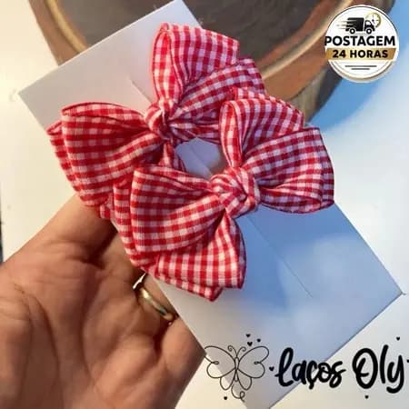 Par de laço fita Xadrez infantil menina Festa Junina São João presilha Bico pato elegante acessório confortável vestido