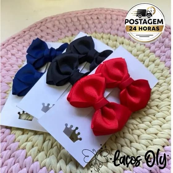 Parzinho de Laços cabelo Simples Infantil menina Cores Variadas Presilha acessório confortável combina vestido