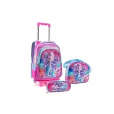 KIT Mochila escolar 3D Rodas removível Infantil 3 Pçs