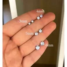 Brinco Ponto de Luz Aço Inoxidável com Zircônia 3mm 4mm 5mm 6mm – Delicado, Brilhante e Antialérgico