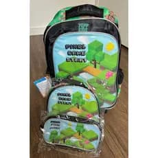 Kit 3 peças Mochila Escolar Infantil Criança Rodinha Menino + Lancheira + Estojo