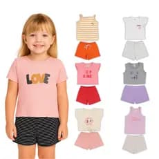 Kit 8 Peças Conjunto Roupa Infantil Estação Verão Primavera Menina Criança Feminino
