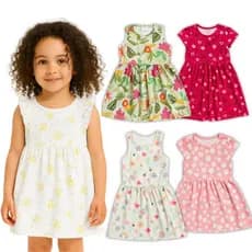 Kit 1 Peça Vestido Feminino Infantil Estampado Sortido Estação Verão Primavera Menina