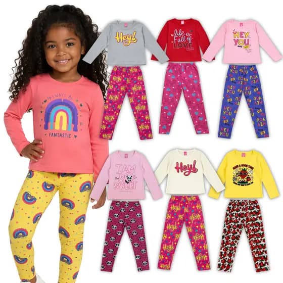 Kit 3 Conjuntos Infantil Feminino Meia Estação Confortável e Estiloso Outono Inverno