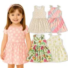 Kit 8 Vestidos Sortidos Infantil Feminino Refrescante Para Verão