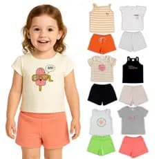 Kit 10 Peças Conjunto Roupas Estação Verão Primavera Menina Juvenil Criança Roupa Conjunto Feminino