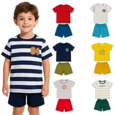 Kit 6 Peças Sortidas Conjuntos Bordado Infantil Masculino Estação Verão Primavera Menino