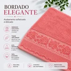 Kit 4 Toalhas de Banho Barra Aveludada Fio Penteado Grossa 100% Algodão  Seca Bem Premium Jasmim Alta Absorção