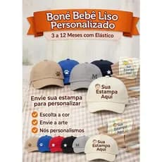 Boné Bebê Personalizado Nome Foto Estampa DTF Infantil Mini Boné Menino Menina Elástico Atrás 3 a 12 Meses