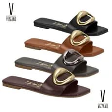 Rasteira Feminina Tamanco Vizzano Detalhes Chiq Metais Ref: 6553.101