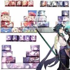 Big Collection 12pcs Genshin Impact Anime Keycaps Cherry PBT Mecânicos DIY Cool Frieren Gengar Miku Luffy Zoro Kaneki Ke