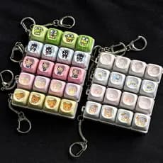 MAIMOOO Sanrio Keroppi Little Twin Stars Keycap Pingente Mini Teclado Para Alívio Do Estresse Chaveiro Desenho Animado F