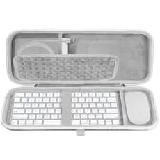 Capa Rígida Geekria Compatível Com Teclado Mágico (MXCL3LL/A) + Combinada Magic Mouse , Bolsa Protetora De Viagem (Cinza