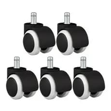 Kit 5 Rodinhas Rodas Para Cadeira De Escritório Pino 11mm Anti Risco Roda Silicone Pu