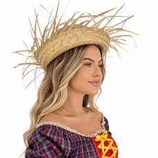 Kit 10 Chapéu De Palha Desfiado Para Festa Junina São João Decoração