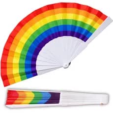 Kit 05 Leque Dobrável de Mão Arco-Íris LGBTQIA+ Médio Parada Gay Acessório Carnaval Festa Festival Aniversário Orgulho