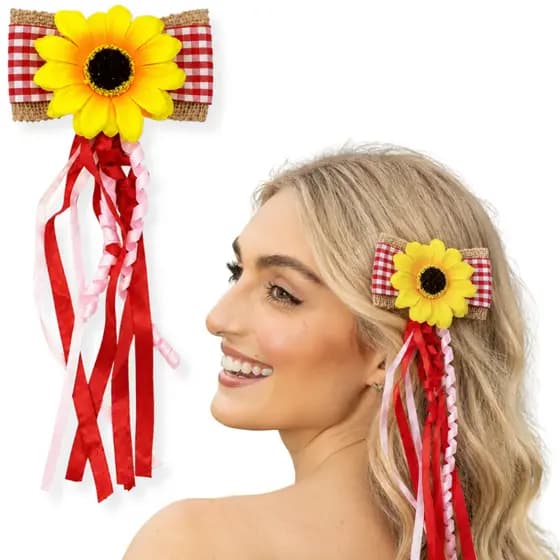 Presilhas Girassol Laço E Fitas Color Enfeite Cabelo Festa Junina Quadrilha São João Quermesse