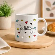 Caneca porcelana GRATIDÃO - 300 ml  xícara gratidão presente