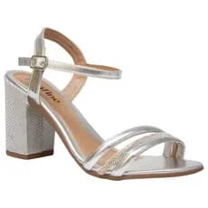 Sandália Salto Grosso Bloco Strass Tiras Moda Casual