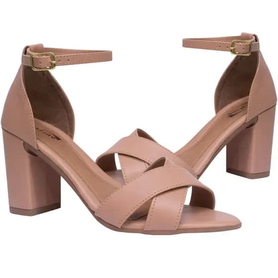 Sandália Salto Grosso Bloco Moda Casual Confortável