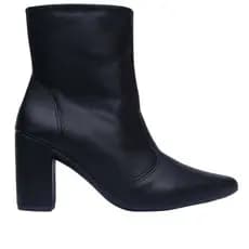 Bota Bico Fino Cano Baixo Salto Bloco Grosso Conforto