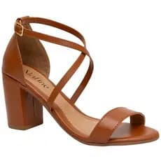 Sandália Feminina Tiras X Salto Grosso Salto Bloco Moda Casual Confortável