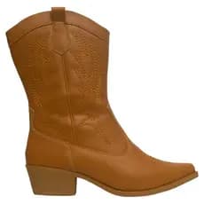 Bota Texana Boiadeira Feminina Western Bico Fino Cano Médio