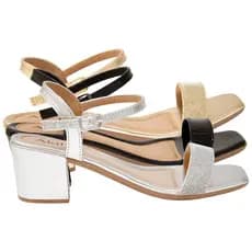 Kit 2 pares Sandália Feminina Salto Bloco Baixo Médio Casual