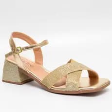 Sandália X Salto Médio Grosso Bloco Moda Casual Confortável