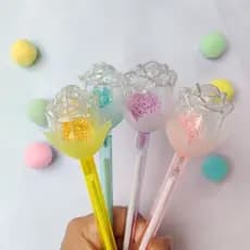 Caneta Flor em Gel Tulipa com Glitter