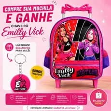 Mochila Escolar Infantil Creche Pequena Com Rodinha Emilly Vick