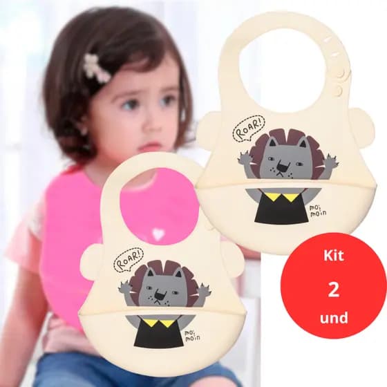 Babador de silicone bebê infantil Impermeável Bpa Free com bolsinho pega migalhas ajustável