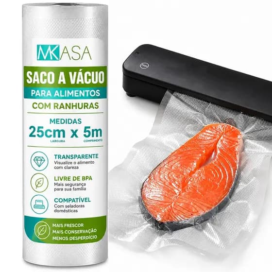 Rolo 5 Metros Saco Embalagem Vácuo Ranhura Para Seladora de Alimentos Livre de BPA 15cm e 25cm