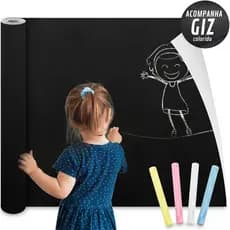 Adesivo de Lousa Parede Quadro Negro Infantil 2 ou 4 Metros Com Giz Colorido