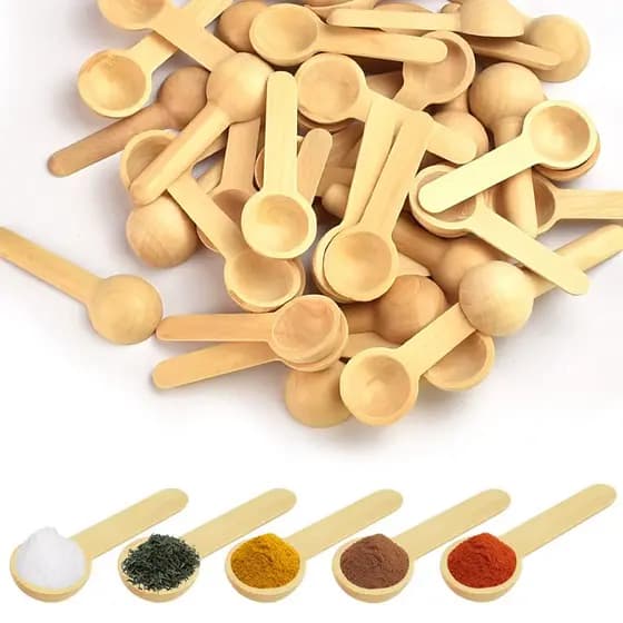 Kit Colher Bambu Jogo Mini Scoop Ideal Para Condimentos Temperos Especiarias Café Sal Açúcar Mel