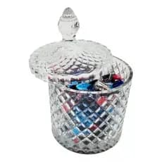 Bomboniere C/ Tampa- Vidro 350ml- Modelo Abacaxi -Decoração Doces Velas Cotonetes Algodão