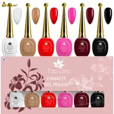 Kit 6 Esmalte Gel Led Uv Lirio Nail Gel Color Coat 18ml Uv/Led Cores Novas Vivas E Vibrantes